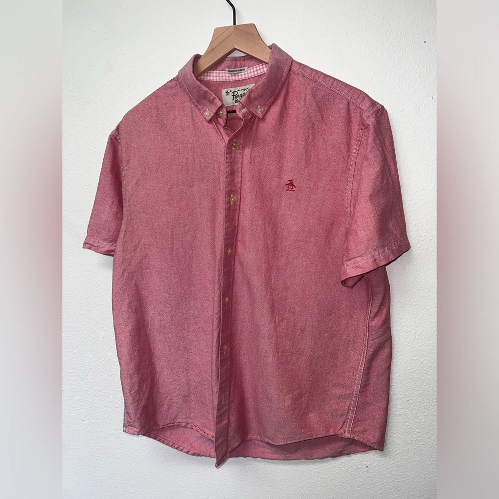 PENGUIN heritage slim fit shirt in faded vintage red